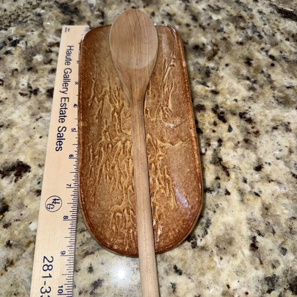 Pottery Brown  Spoon Rest Custom Hand Crafted‎   Unique. Custom Made 5141